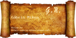 Gábris Miksa névjegykártya